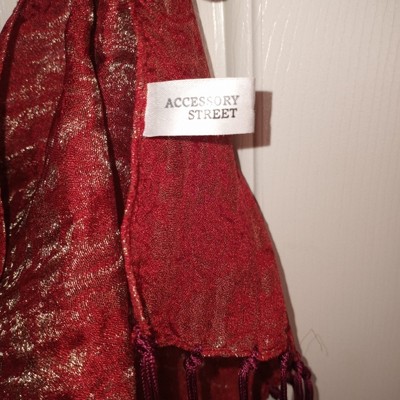 COPY - Women's Satin Sparkle Scarf, Color Red - Picture 5 of 6